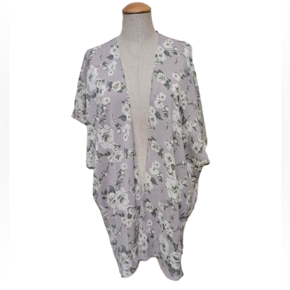 David and Young Tops - David Young One Size EUC Cold Shoulder Kimono